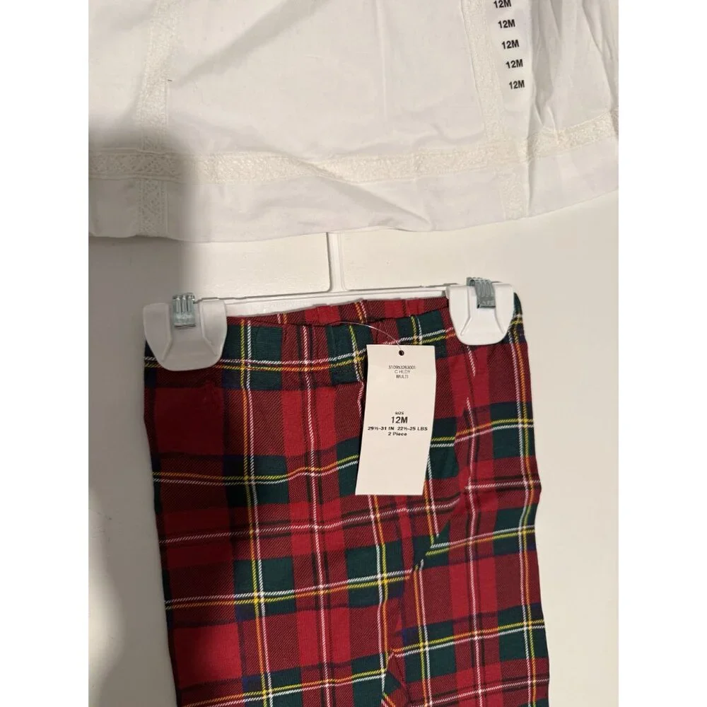 NWT Polo Ralph Lauren Baby Lace Trim Top Plaid Leggings Set Size 12M $75 [jb] - Picture 8 of 8